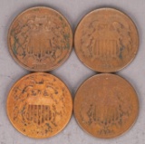 4 - US Two Cent Pieces; 2-1864, 1865 & 1868