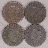 4 - US Large Cents; 1816, 1817, 1819 & 1826