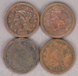 4 - US Large Cents; 1848, 1850, 1851 &1853