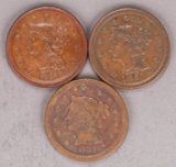 3 - US Large Cents; 2-1851 & 1856