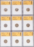 9 SGS Graded Roosevelt Dimes 1970-D - 1977-D & 1979-D