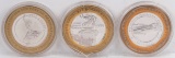 3 Limited Edition $10 Gaming Tokens, .999 Fine Silver (Atlantis, O'Shea's & New York New York)