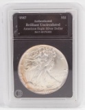 1987 American Eagle Silver Dollar, Authenticated Brilliant Uncirculated BA17-00170-003