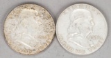 2 Franklin Silver Half Dollars; 1962-D & 1963-D