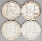 4 Franklin Silver Half Dollars; 1952, 1953-D, 1954 & 1954-D