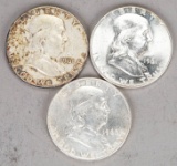 3 Franklin Silver Half Dollars; 1960-D, 1961 & 1961-D