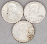 3 Franklin Silver Half Dollars; 1961-D, 1962-D & 1963-D