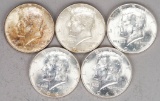 5 Kennedy 40% Silver Half Dollars; 2-1968-D & 3-1969-D