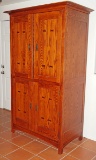 Large Oak Finished Armoire Type Cabinet