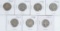 7 Washington Silver Quarters; 1945P, 1945S, 1946P, 1946S, 1947P, 1949P, 1950D