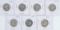 7 Washington Silver Quarters; 1950D, 2-1951P, 2-1953D, 2-1954P