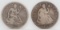 1875 & 1877 Seated Liberty Half Dollars