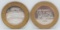 2 Limited Edition $10 Gaming Tokens, .999 Fine Silver (Freemont & Plaza)