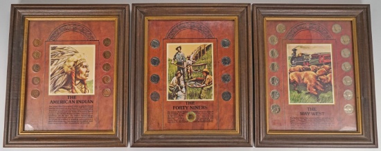 Framed American Indian Head Cent, Forty Niners Framed Nickel Set &