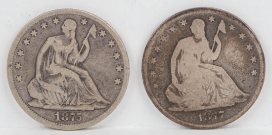 1875 & 1877 Seated Liberty Half Dollars