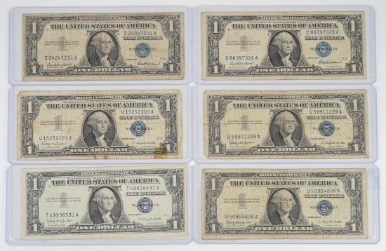 2 1957 Series $1 Silver Certificate & 4 1957B Series $1 Silver Certificates