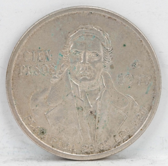 1977 Cien (100) Pesos Mexico; .720 Silver