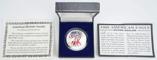 1999 American Colorized Silver Eagle, 1 Troy Oz. Fine Silver