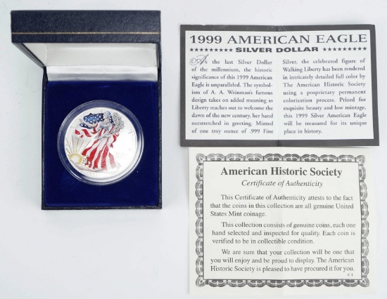 1999 American Colorized Silver Eagle, 1 Troy Oz. Fine Silver