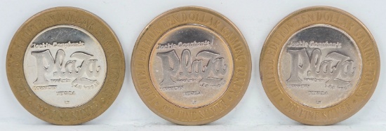3 Limited Edition $10 Gaming Tokens, .999 Fine Silver (3-Plaza)
