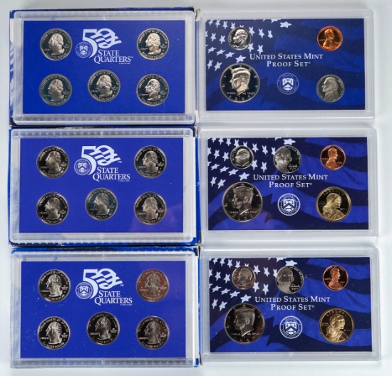 3 U.S. Mint Proof Sets: 1999, 2006 & 2007