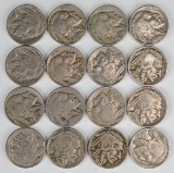 16 Buffalo Nickels, Various Dates/Mints