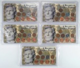 5 Sets Of 9 Decades of Lincoln Pennies (Unopened)