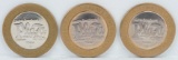 3 Limited Edition $10 Gaming Tokens, .999 Fine Silver (3-Plaza)