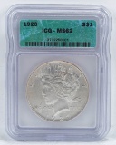 1923-P Peace Silver Dollar, ICG-MS62