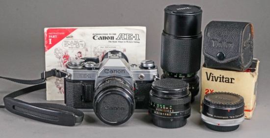 Vintage Canon AE-1 35mm Film Camera w/ Lenses