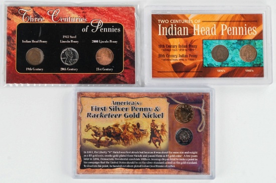 Indian Head/Lincoln Collection Set & Gold Colored V Nickel