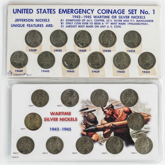 2 War Time  Nickels Sets (22 coins total)