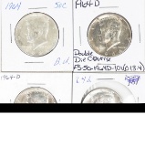 1964 & 3-1964-D Kennedy Half Dollars