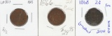 1865, 1866 & 1868 2 Cent Pieces
