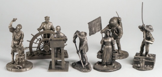 7 Franklin Mint Limited Edition Pewter Sculptures
