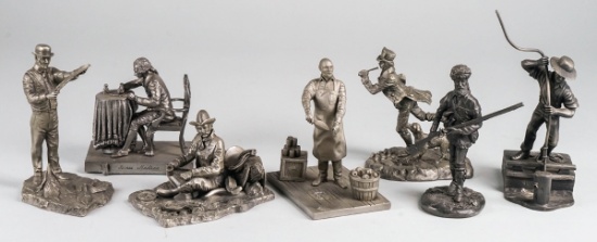 7 Franklin Mint Limited Edition Pewter Sculptures