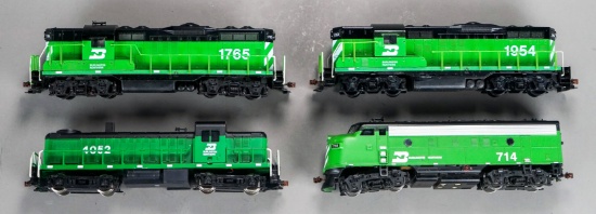 4 Burlington Northern Trains