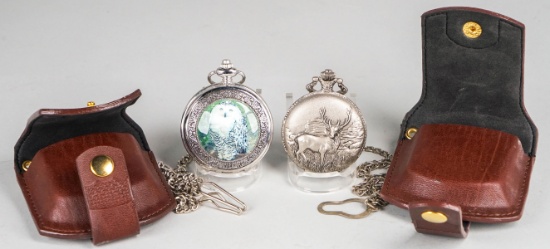 2 Wildlife Themed Quartz Pocket Watches
