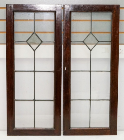 2 Leaded Glass Window Panels
