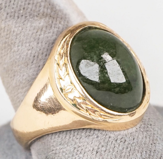 10K G.F. Ring w/ Green Colored Stone