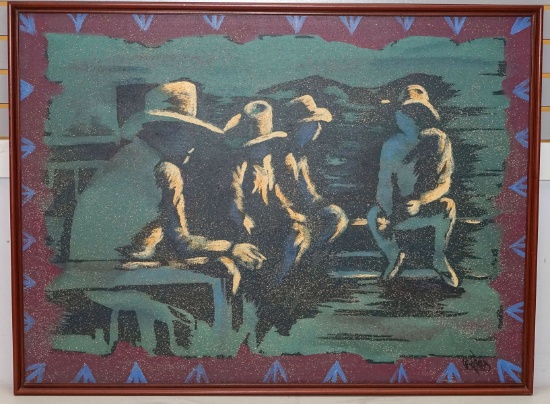 Textured Cowboy Painting by Lee Reynolds