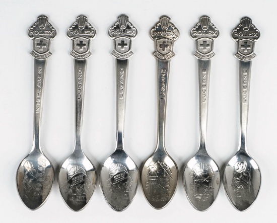 6 Rolex Bucherer of Switzerland Souvenir Spoons