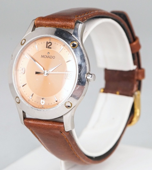 Movado Swiss Quartz Watch w /Champagne Colored Dial
