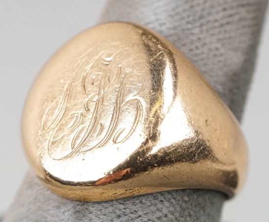 14K Gold Signet Ring, 17 grams, Sz. 7.5