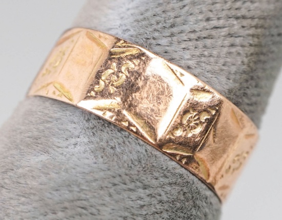 Vintage Gold Filled Engraved Panel Ring, 1.4 Grams, Sz. 6.25