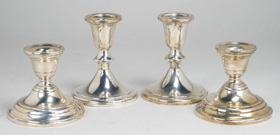 2 Pair Weighted Sterling Silver Candlesticks