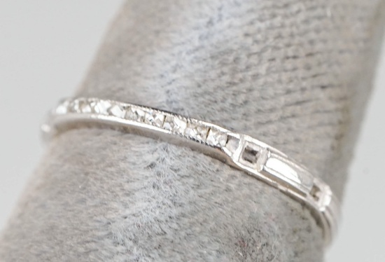 Platinum Ring With Diamond Chips, Sz 4.75, 1.5 Grams