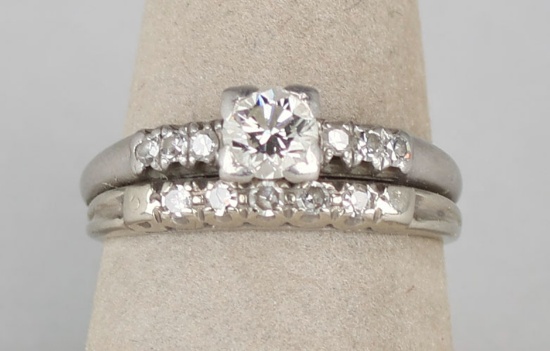 14k Ladies Diamond Engagement Ring w/ Wedding Band, Sz. 7.25, 5.2 Grams