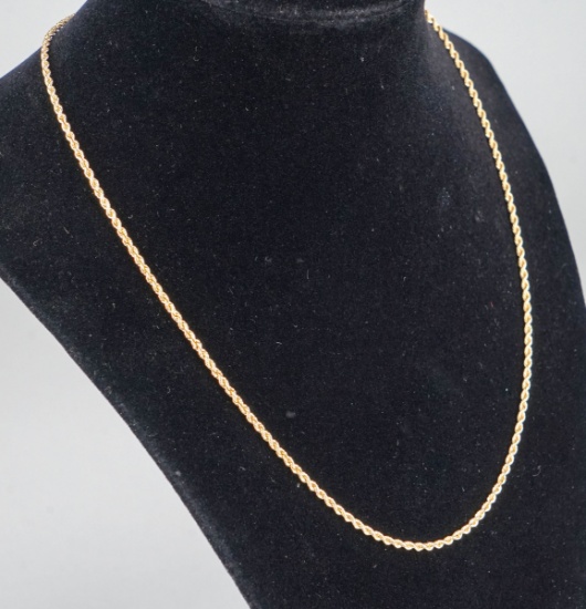 14K Yellow Gold Rope Necklace, 6.2 Grams