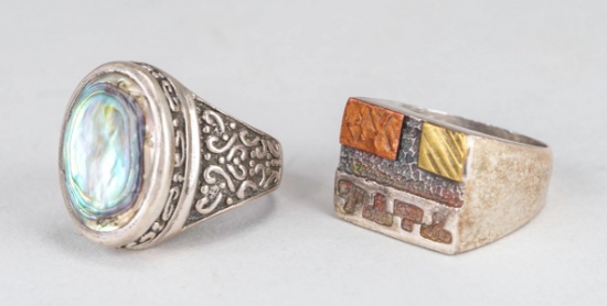 2 Southwest Style Rings; Only 1 Is Marked Silver.